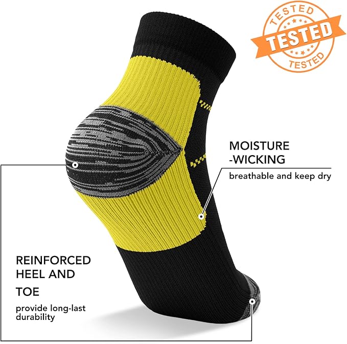 5 Pairs Copper Compression Socks for Women & Men - Ankle Plantar Fasciitis Arch Support Running Socks for Athletic