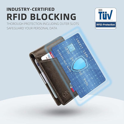 Zitahli Money Clip Wallets for Men,Slim Bifold Wallet 10-12 Cards, Mens Leather Wallet with ID Window,RFID Blocking Thin Minimalist Credit Card Holder,Gifts for Him