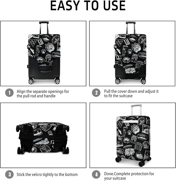 World Marks Travel Luggage Cover, Travel-Themed Suitcase Protector Stretchable, Washable Travel Suitcase Cover (L for 25-28 Inch Luggage)