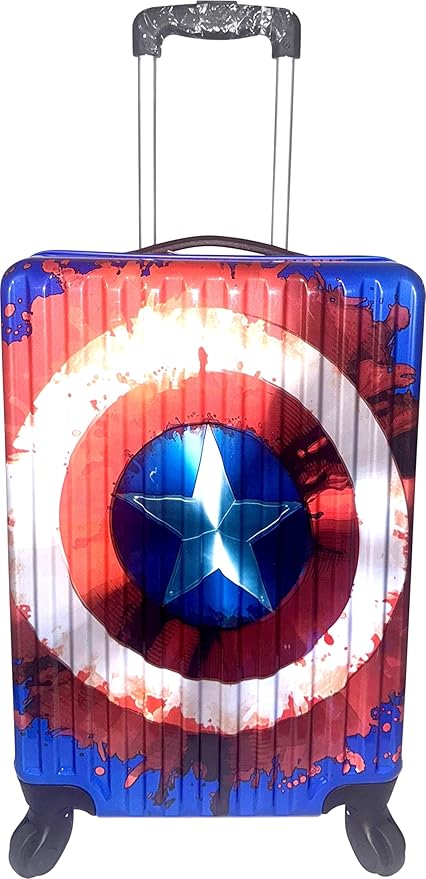Fast Forward Kids Licensed Hard-Side 21” Spinner Luggage Lightweight Carry-On Suitcase (Captain America)