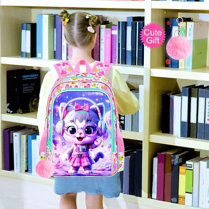 WZLVO 3PCS Kids Backpack for Girls, Unicorn Dinosaur Animal Prechool Elementary Kindergarten School Bookbag with Lunch Box