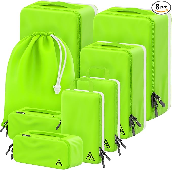 8-Piece Luxury Compression Packing Cubes & Bags for Travel – Maximize Space in Luggage with HybridMax Double-Capacity Design, 50 Luggage Tags, Deluxe Set, Lifetime Satisfaction Suitcase Organizer Bags