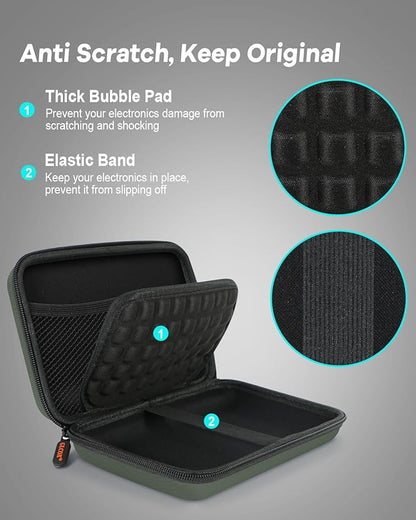 GLCON Large Classic Army-Green Case - Hard Shell Electronic Organizer Travel Carrying Case - Shockproof Electronic Accessories Storage Pouch Bag for Game Drive, Hard Disk, Power Bank, Charger