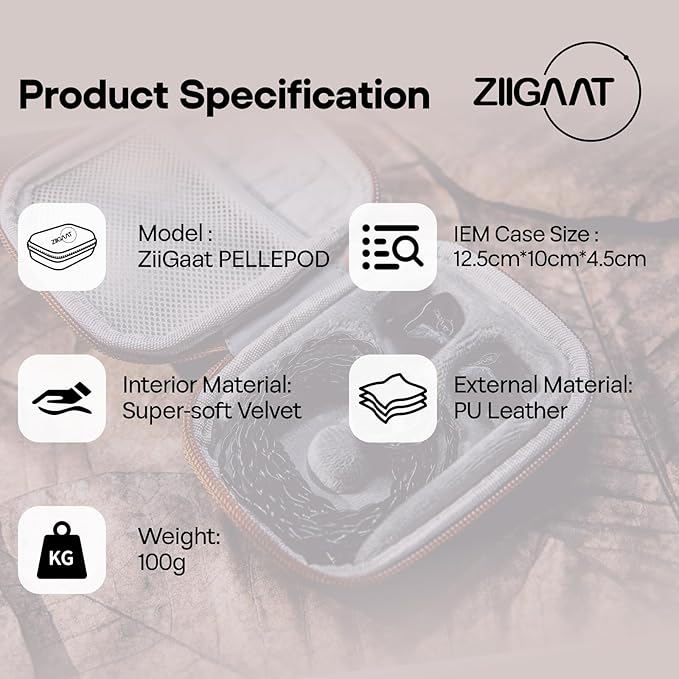 Linsoul ZiiGaat PELLEPOD Leather Earbud Case, Waterproof IEM Storage Box, Hard Carrying Bag, Protective Storage Box, Fit for Earphone ZS10 Pro, Zero: 2, EM6L, EW300, SuperMix 4, Orchestra Lite (Brown)