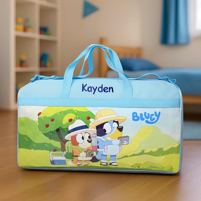 Personalized Travel Duffel Bag Created Using Character Duffel Bag - 18" (Created Using Bluey Duffel Bag)