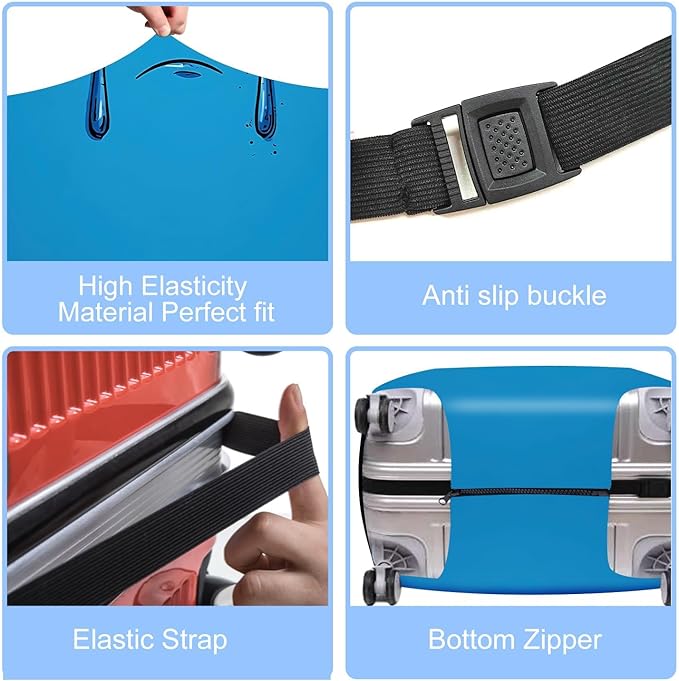 Luggage Cover, Washable Funny Cartoon Suitcase Cover, Stretchable Travel Suitcase Protector Anti-scratch Bag Cover,S