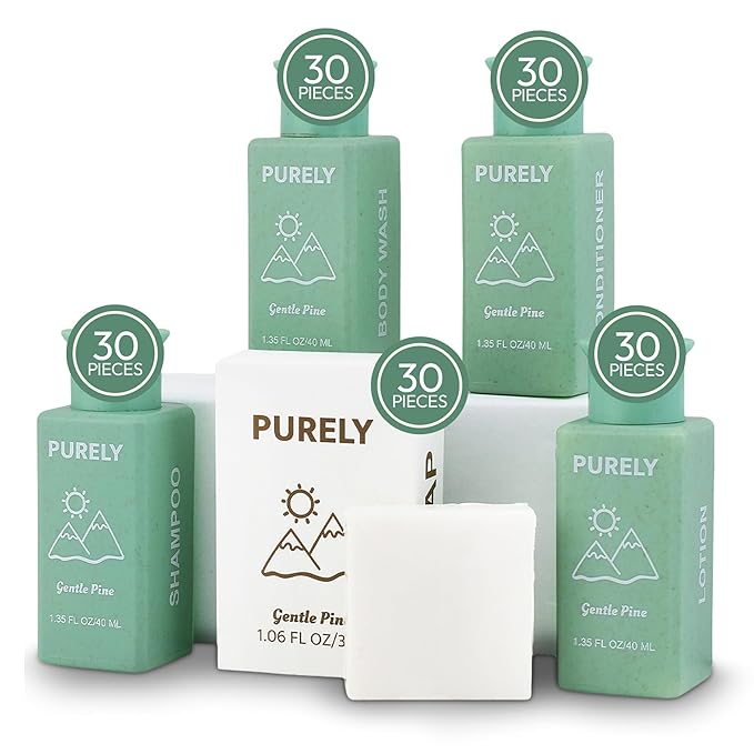 150‑Piece Bulk Travel Toiletries Set | Hotel & Airbnb Essentials | 1.3 oz Bottles (30 Shampoo, 30 Conditioner, 30 Body Wash, 30 Lotion, 30 Bar Soap) | Guest Bathroom Supplies + Homeless Outreach