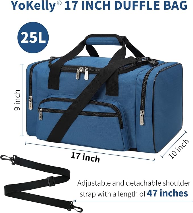 Small Gym Duffle Bag - 17 inch Carry On Weekender Bag for Travel Sport (17x10x9 in) - Royal Blue