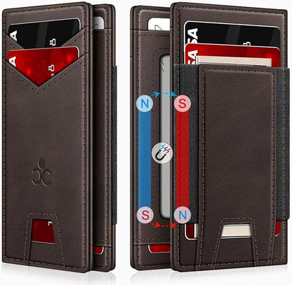 Wallet for Men Slim Leather Wallets for 9-13 Cards, RFID Blocking Thin Card Holder Wallet with ID Window & Stretchable Cash Slot, Minimalist Bifold Small Wallet for Front Pocket, Birthday Gift for Men