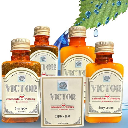 Victor 75-Piece Guest Toiletries Set – 15 Guest Kits with Shampoo, Conditioner, Shower Gel, Body Lotion & Soap – Goji Berry & Calendula, Paraben-Free, Made in Turkey