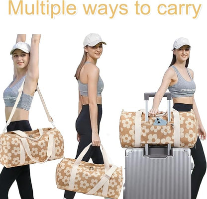 BLUBOON Duffle Bag Girls Kids Cute Gym Bag with Shoes Compartment & Wet Separation Waterproof Sports Overnight Travel Bag