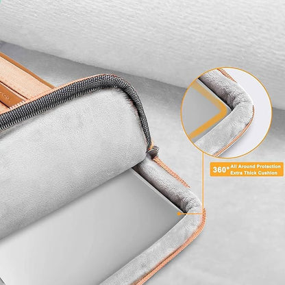 MOSISO 360 Protective Laptop Shoulder Bag,13-13.3 inch Computer Bag Compatible with MacBook, HP, Dell, Lenovo, Asus Notebook,Side Open Messenger Bag with 4 Zipper Pockets&Handle, Pastel Orange