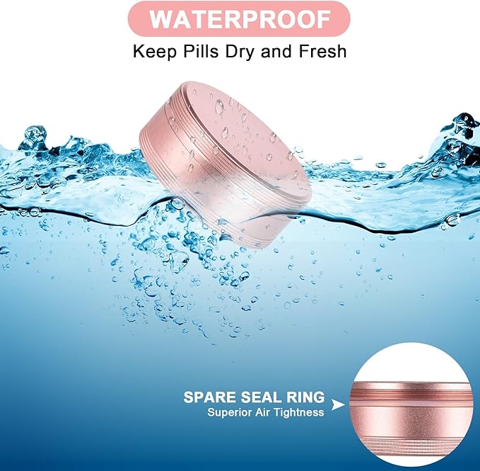 Small Pill Case 2 Compartment - Heavy Duty Metal Pill Box Portable Travel Pill Container for Pocket or Purse, Waterproof Pill Organizer for Medicine Vitamin Fish Oil and Supplements