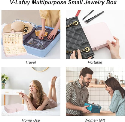 Small Jewelry Box, Travel Jewelry Case Portable Jewelry Boxes for Women, 2-Layer Mini Jewelry Travel Organizer, Gift for Women Girls,Pink B
