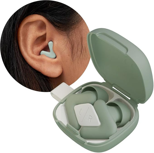 Alpine Silence Earplugs for Sleep, Focus & Travel - V-Shape Snug Fit & Soft Oval Tips – 4 Sizes XS/S/M/L - Comfortable, Reusable Hearing Protection - up to 25dB – Green