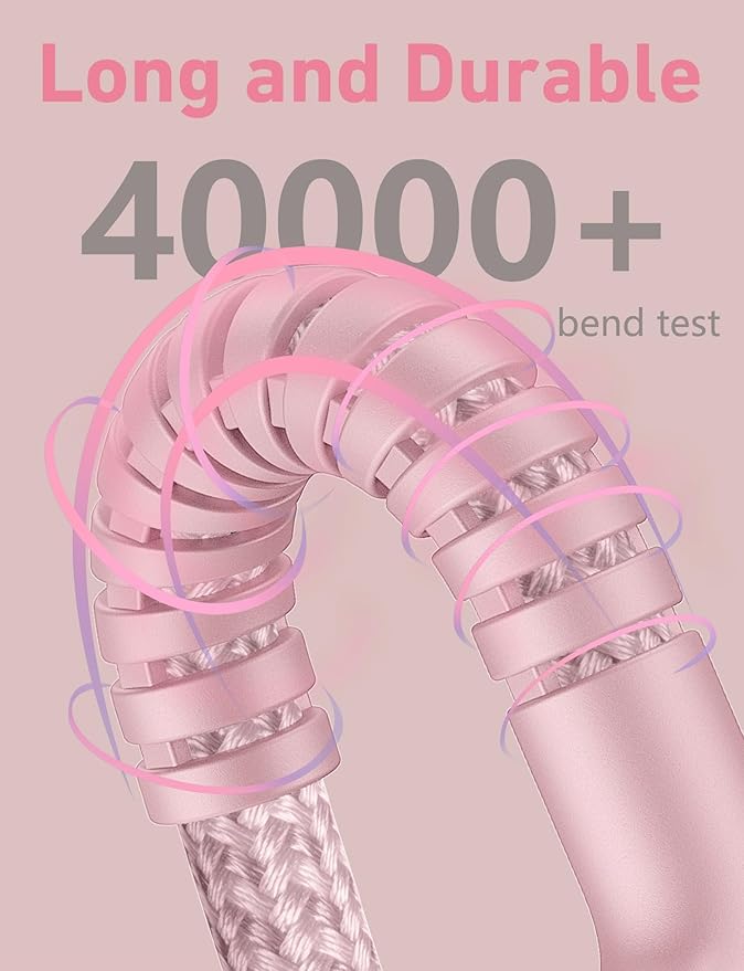 USBC Cables 6FT, 2Pack USB C to C Charger Cable, Long USBC Fast Charging Cable Nylon Braided USB C iPhone Charger Cord Compatible with iPhone 17 16/15/Pro Max/PlusSamsung Galaxy S23/LG and More-Pink