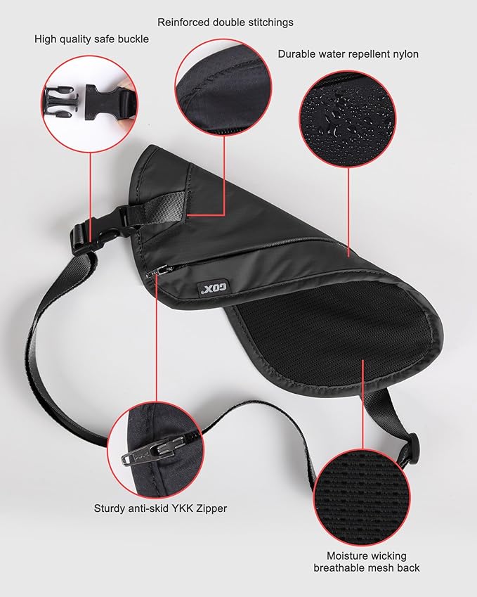 RFID Blocking Money Belt - Slim Under Cloth Passport Holder & Travel Wallet | Secure Hidden Fanny Pack for Men Women (Black-L)