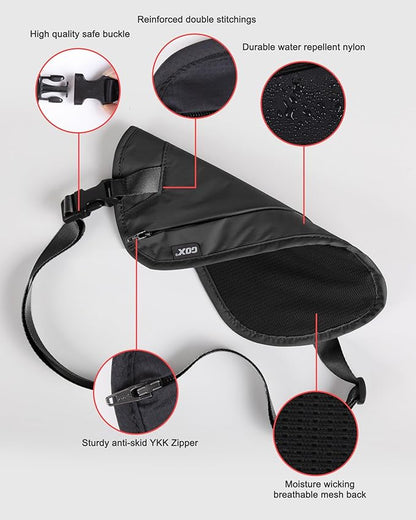 RFID Blocking Money Belt - Slim Under Cloth Passport Holder & Travel Wallet | Secure Hidden Fanny Pack for Men Women (Black-L)