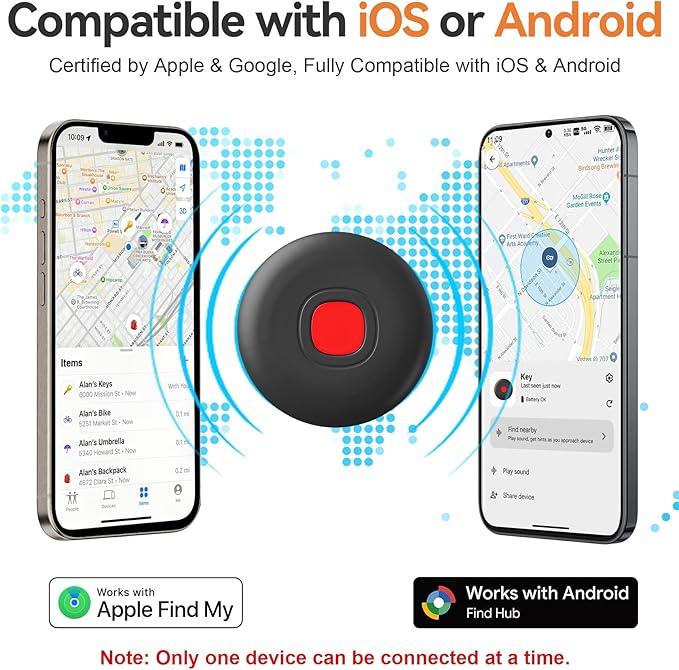 Air Tracker Tags for Android or iOS, Dual System Smart Bluetooth Tags, Find My or Google'S Find Hub App, Keys Finder and Item Locator, Waterproof Luggage Tracker for Keys, Wallets, Bags