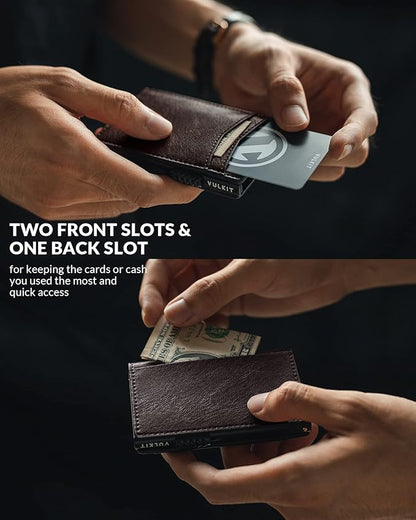 VULKIT Men's Slim Wallet Pop Up Card Holder RFID Blocking Metal Wallet Minimalist Design Holds Up to 11 Cards