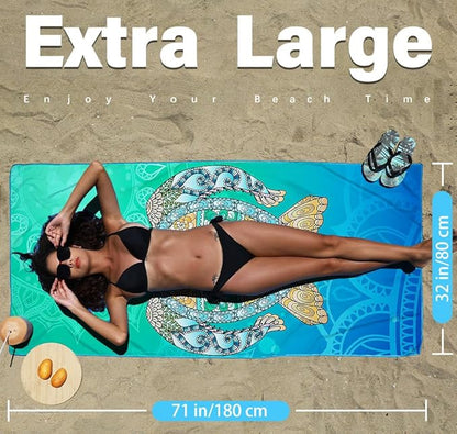 6 Pack Microfiber Lightweight Beach Towel Sand Free Quick Dry Absorbent Thin Compact Towels for Swimming Pool Camping Beach Accessories Large Easy Pack Travel Things for Vacation Essentials Gift