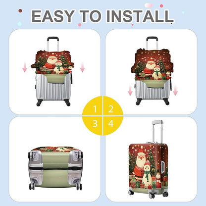 FOREVER QUEEN Snowman Luggage Cover Suitcase Protector Suitcase Cover Anti-Scratch,Stretchable Bag Cover Washable Durable Polyester