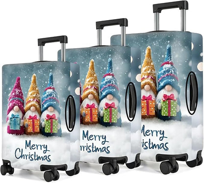 Christmas Luggage Cover – Cute Gnome Travel Suitcase Protector, Waterproof & Stretchable Luggage Sleeve with Zipper for Holiday Trave,S