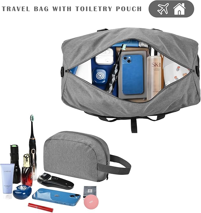 Felipe Varela Duffle Bag with Shoes Compartment and Adjustable Strap,Foldable Travel Duffel Bags for Men Women,Waterproof Duffel Bags