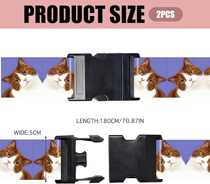 Nuxovilar Luggage Straps of 2 Set Brown and White Cats Repeating Pattern, Durable Material 1.96 * 70.86 Inches for Suitcases,Travel Accessories for 22-28 Inch Luggage, Perfect for Pet Lovers,Leisure