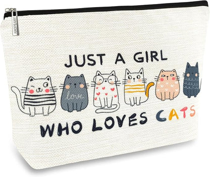 ancpeany Cat Gifts for Women Makeup Bag, Cat Lover Gifts for Cats Lovers, Cats Themed Lady Gift, Cats Mom Accessories Stuff for Teens Girls Daughter Birthday Decorations, Cosmetic Bag Zipper Pouch