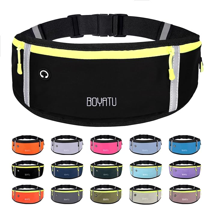 Running Belt Waist Fanny Pack: Slim Phone Holder Workout Pouch for Walking JoggingBlack