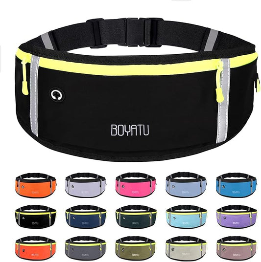 Running Belt Waist Fanny Pack: Slim Phone Holder Workout Pouch for Walking JoggingBlack