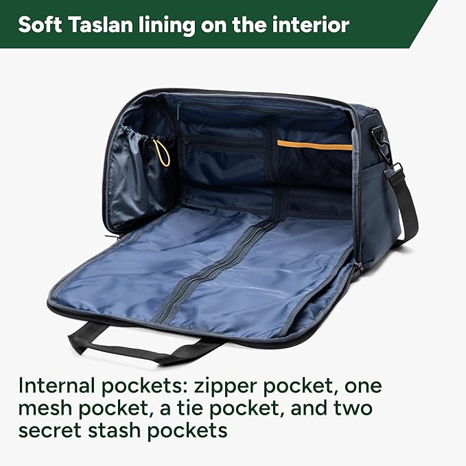 Halfday Convertible 2-in-1 Premium Garment Duffel Weekender Bag 40L | Wrinkle-Free Travel, Hanging Suit Compartment, Shoe Pockets, Trolley Sleeve. Balistic Nylon Carry-On, Pacific