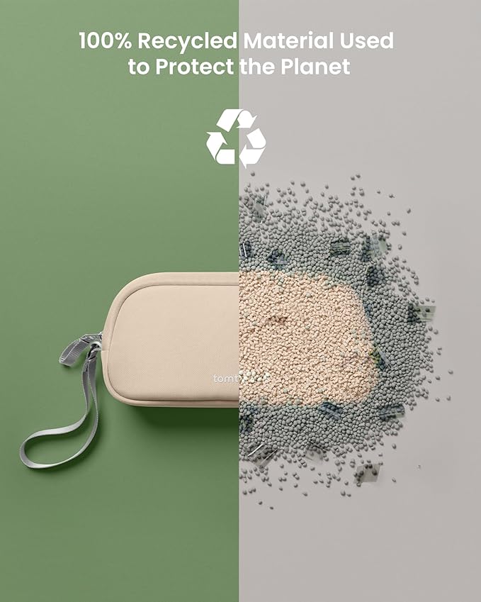 tomtoc Electronics Organizer Travel Case, Water Resistant Travel Bag Cable Organizer for Essentials, Tech Pouch Accessories Carry Storage for Cord, Phone, Cables, Airpods, USB Flash Drive, Daily Items