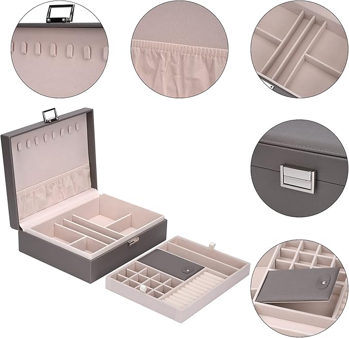 Storage and Organizer Jewelry box Jewelry Storage Box Travel Jewelry Organizer Cases craft containers for organizing/GRAY