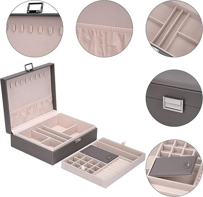 Storage and Organizer Jewelry box Jewelry Storage Box Travel Jewelry Organizer Cases craft containers for organizing/GRAY