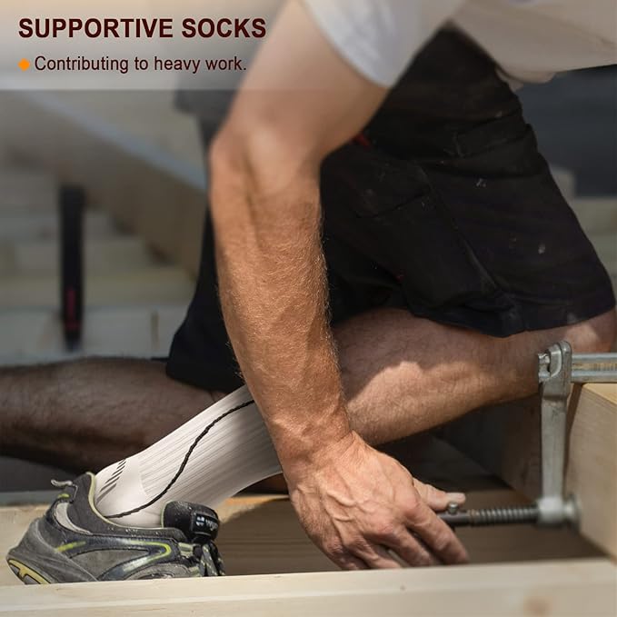 BULLIANT Compression Socks for Men 6Pairs, Athletic Crew Socks Cushioned For Men Sports Running-Arch Support