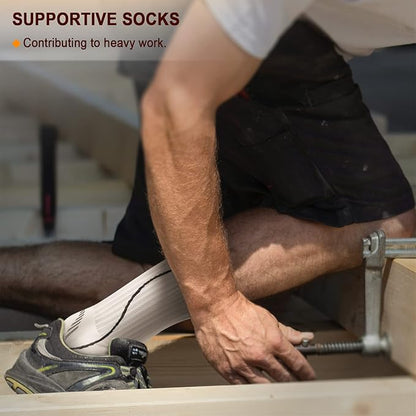 BULLIANT Compression Socks for Men 6Pairs, Athletic Crew Socks Cushioned For Men Sports Running-Arch Support