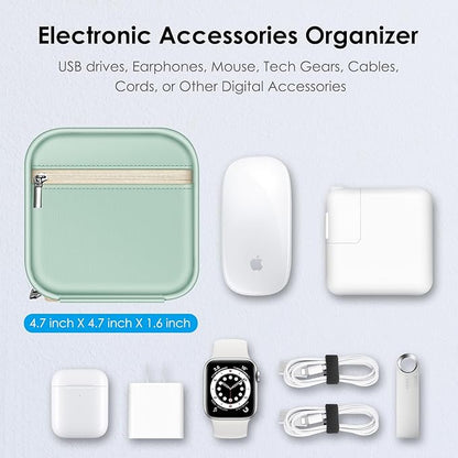 FINPAC Charger Case for MacBook, Small Electronic Organizer Bag for MacBook Power Adapter, Portable Pouch Travel Storage for Laptop Accessories, Magic Mouse, USB Drives, GoPro, Gadgets - Light Green