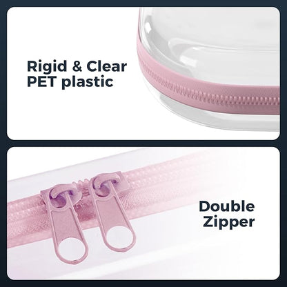 Extra Large 13.7" Durable Clear Hard Zipper Case 6 Pack, 2x Large, 2x Medium, 2x Small, Clear Travel Makeup Bag, Hard Plastic Travel Toiletry Bag for Women, Toy & Make Up Organizer Pouch