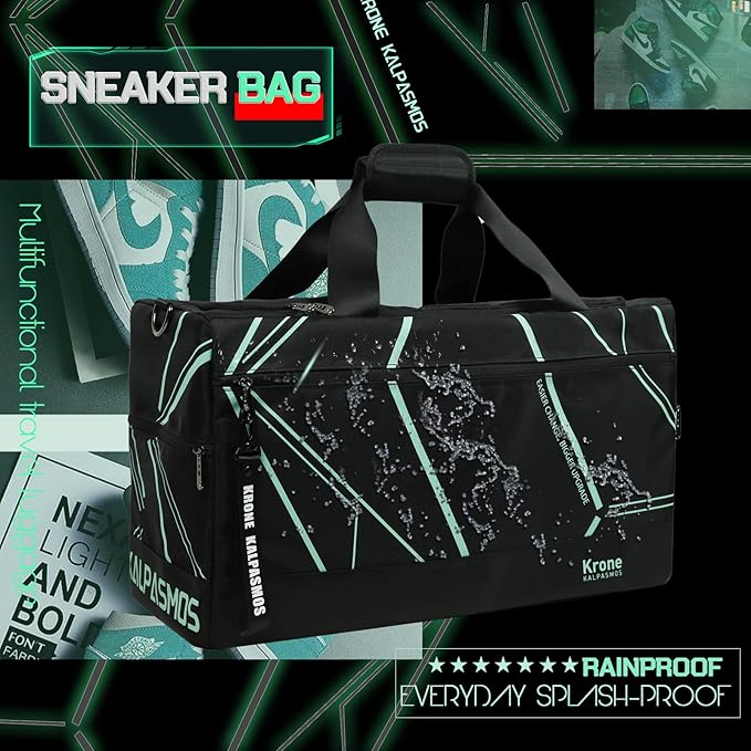 Sneaker Bag, Sport Duffel Bag for Men Women, Gym Bag, Gear Bag, Krone Kalpasmos Versatile Travel Duffel Bag with 3 Removable Dividers, Designer Collection