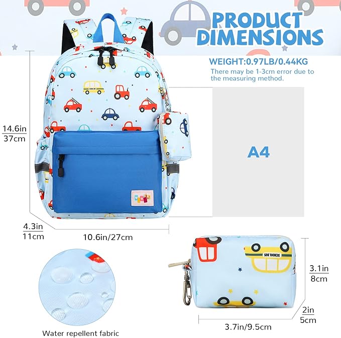 mygreen Toddler Backpack, Kids Backpack for Boys and Girls with Chest Strap