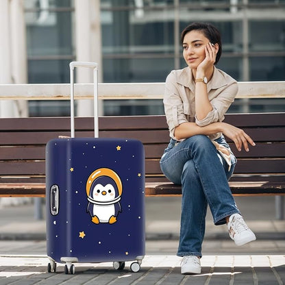 Space Penguin Luggage Cover, Washable Cute Astronaut Penguin Suitcase Cover, Travel Suitcase Protector Anti-scratch Bag Cover,L
