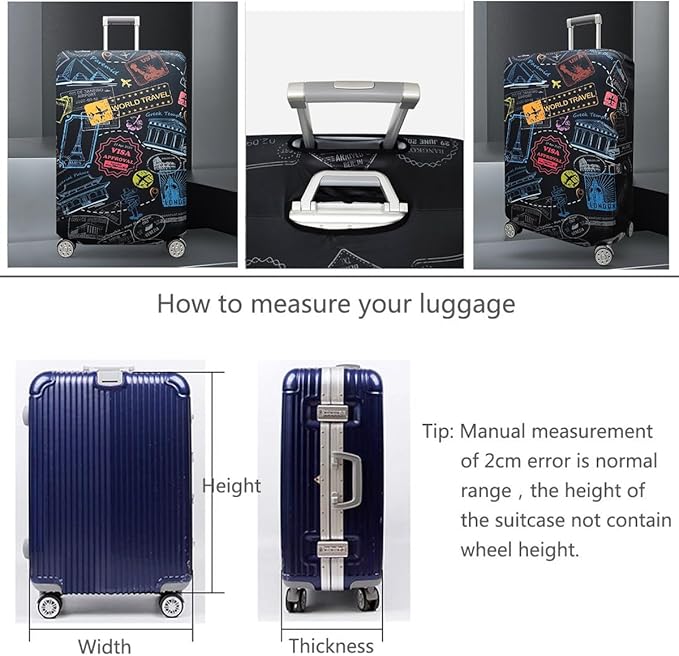 fancyfree Luggage Cover Washable Suitcase Protector Anti-scratch Suitcase cover (Colorful Landmarks, M(22"-24" luggage))