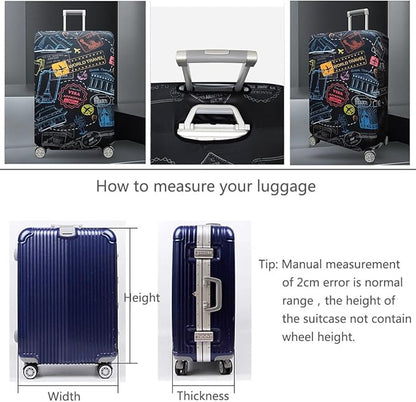 fancyfree Luggage Cover Washable Suitcase Protector Anti-scratch Suitcase cover (Colorful Landmarks, M(22"-24" luggage))