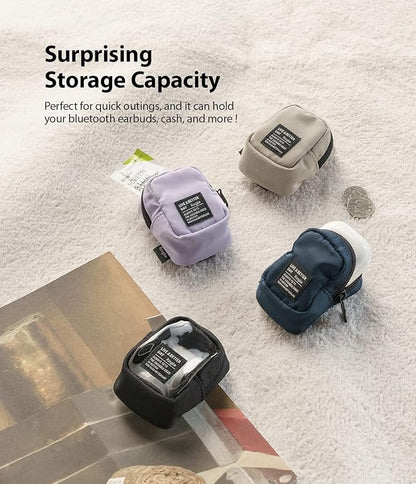 Ringke Mini Pouch Block, Small Bag for Universal Wireless Ear Buds, Durable Waterproof Keychain Backpack Accessories for AirPods Pro 3 & 2 & 1, AirPods 4 & 3 & 2 & 1 Case