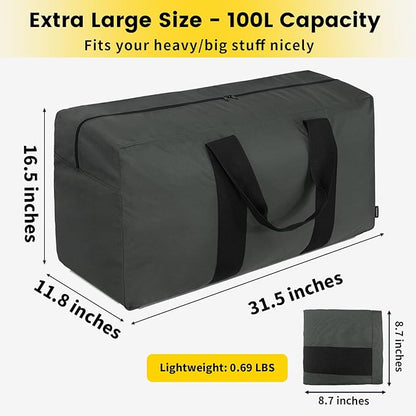 Vorspack Extra Large Duffle Bag for Travel - 100L Duffel Bag for Men Gear Bag for Storage Foldable Weekender Bag for Overnight Camping - Grey
