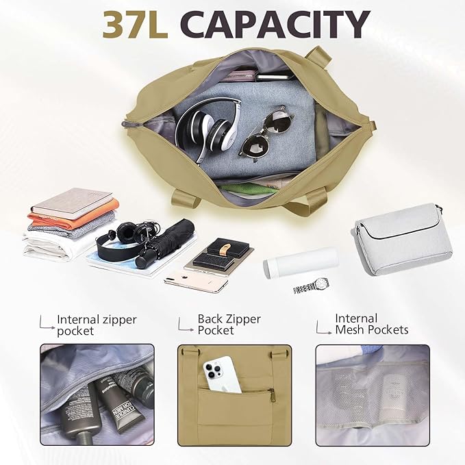 Travel Duffle Bag, Waterproof Weekender Bag Carry On Tote Bags for Women, Travel Essentials Sport Gym Bag for Men, Hospital Bag for Labor and Delivery, Overnight Bag Luggage Bag with Trolley Sleeve