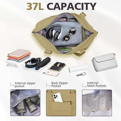 Travel Duffle Bag, Waterproof Weekender Bag Carry On Tote Bags for Women, Travel Essentials Sport Gym Bag for Men, Hospital Bag for Labor and Delivery, Overnight Bag Luggage Bag with Trolley Sleeve