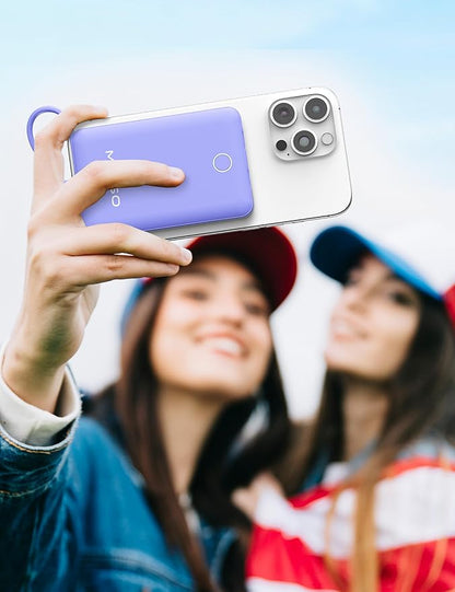 miisso 10000mAh Compatible with iPhone 15/16/17 and Android, Slim Portable Charger with Built in Cable, Power Bank Travel Charger External Battery Pack for Phone, 3 Output USB Type C Cord, Purple